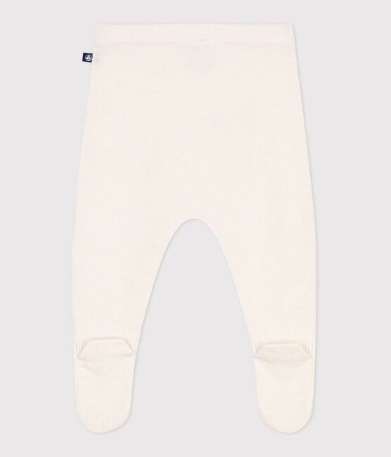 Pantalon bébé en tricot laine et coton blanc MARSHMALLOW