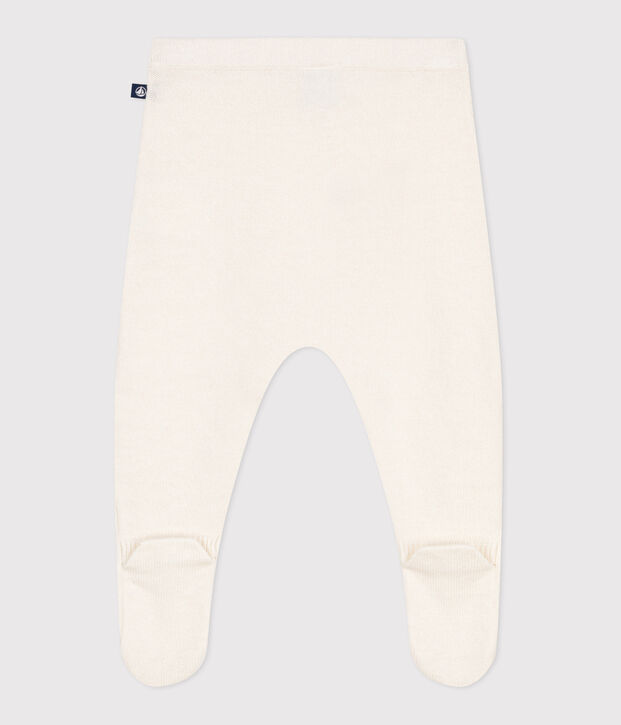 Pantalon b&eacute;b&eacute; en tricot laine et coton blanc