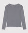 Tee-shirt L'ICONIQUE col rond en coton Femme bleu SMOKING/blanc MARSHMALLOW