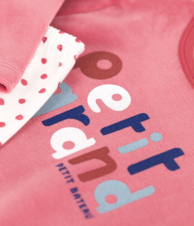 Pyjama en velours enfant rose/multicouleur