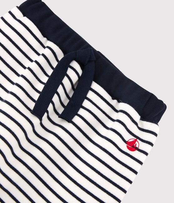 Pantalon en molleton bébé. blanc MARSHMALLOW/bleu SMOKING