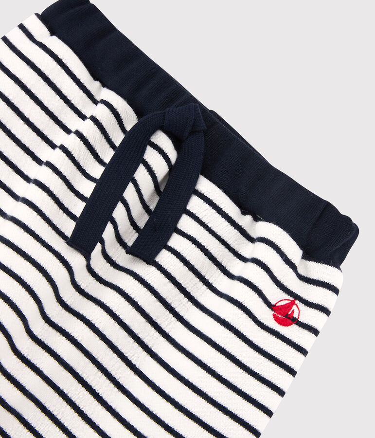 Pantalon en molleton b&eacute;b&eacute;. blanc MARSHMALLOW/bleu SMOKING