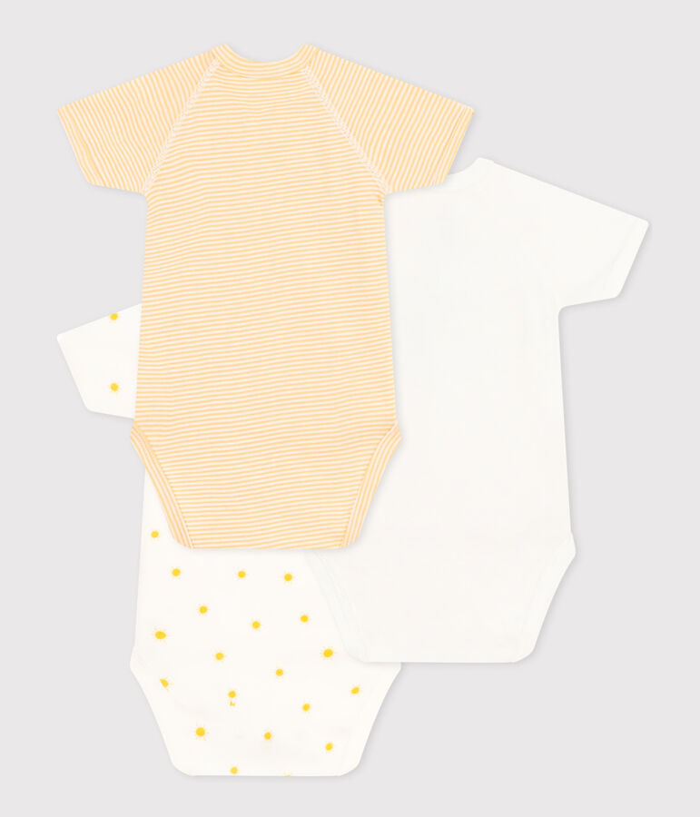 Lot de 3 bodies crois&eacute;s manches courts en coton b&eacute;b&eacute; multicouleur