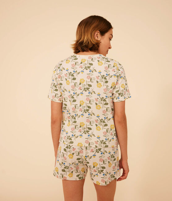 Pyjama short et tee-shirt en coton motif floral femme blanc AVALANCHE/ MULTICO