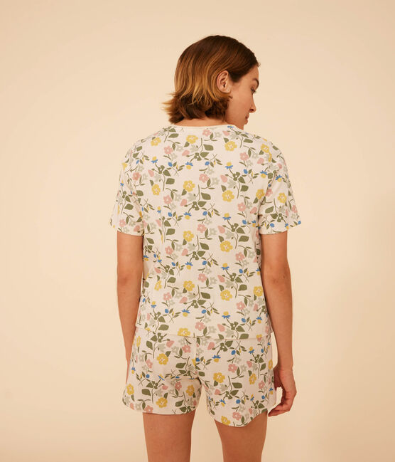 Pyjama short et tee-shirt en coton motif floral femme blanc AVALANCHE/ MULTICO