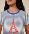Tee-shirt Le Droit col rond en coton femme blanc MARSHMALLOW/bleu MEDIEVAL