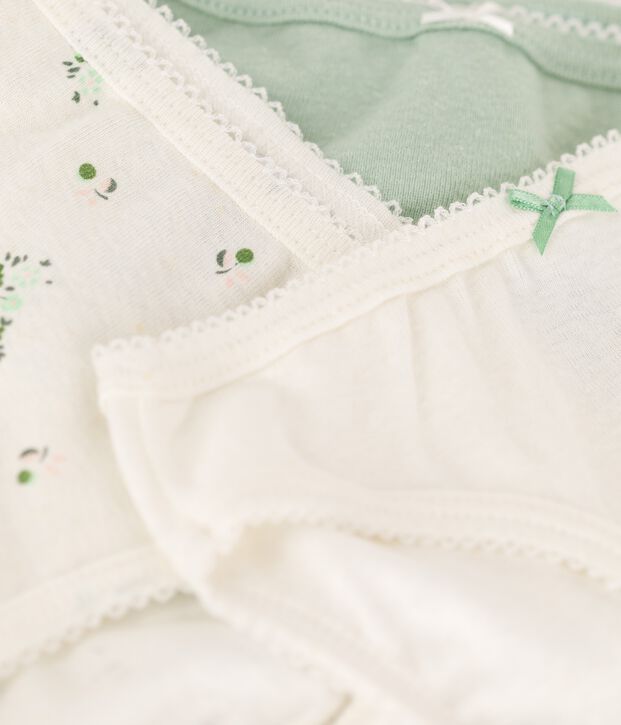 Lot de 3 culottes petite fille fleurs en coton et lin multicouleur