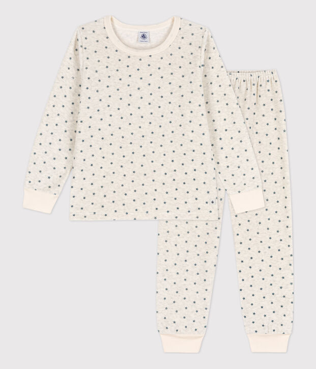 Pyjama &eacute;toile en velours enfant beige/gris