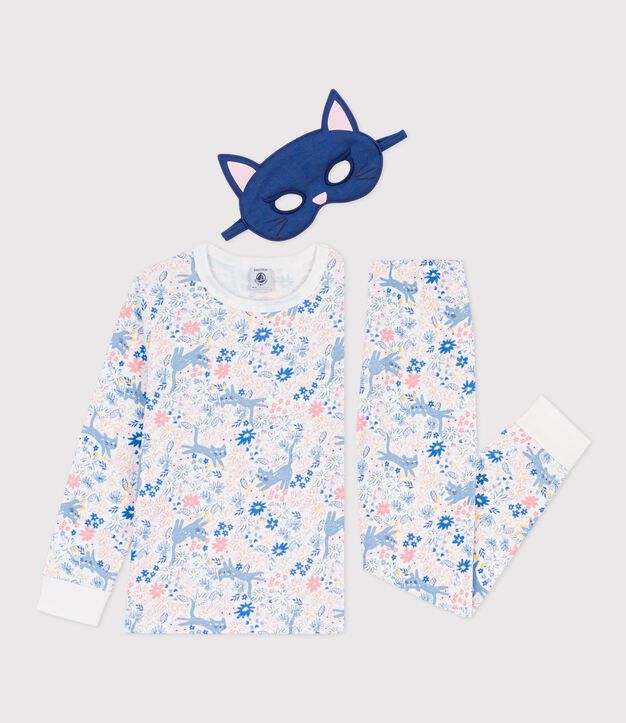 Pyjama d&eacute;guisement enfant en coton imprim&eacute; fleuri blanc/multicouleur