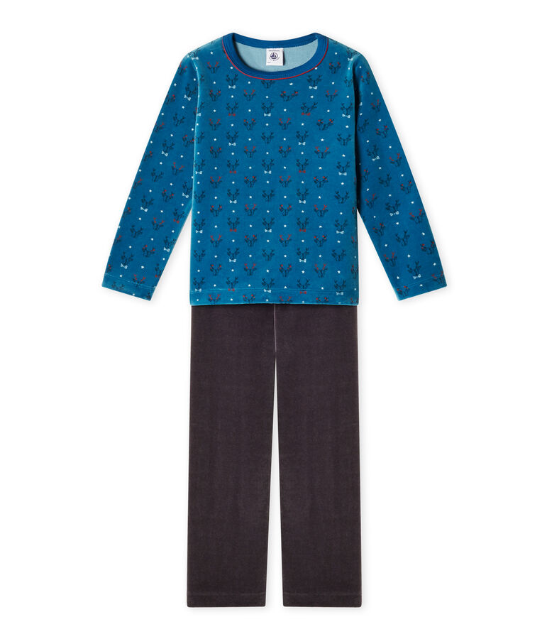 Pyjama gar&ccedil;on en bouclette velours gris CAPECOD/bleu CONTES/ MULTICO