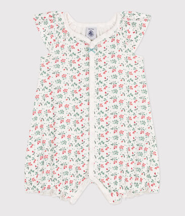 Combinaison courte bébé en coton fleuri