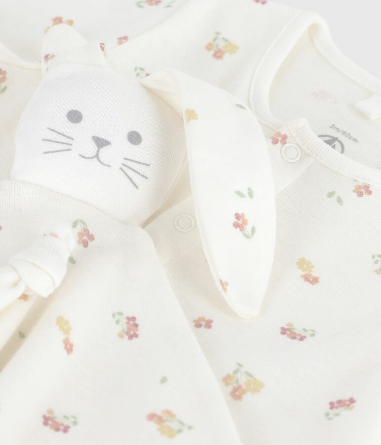 Coffret cadeau naissance en coton imprim&eacute; fleuri multicouleur