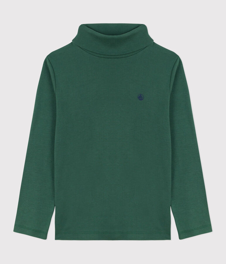 Sous-pull enfant en coton uni vert WILLOW