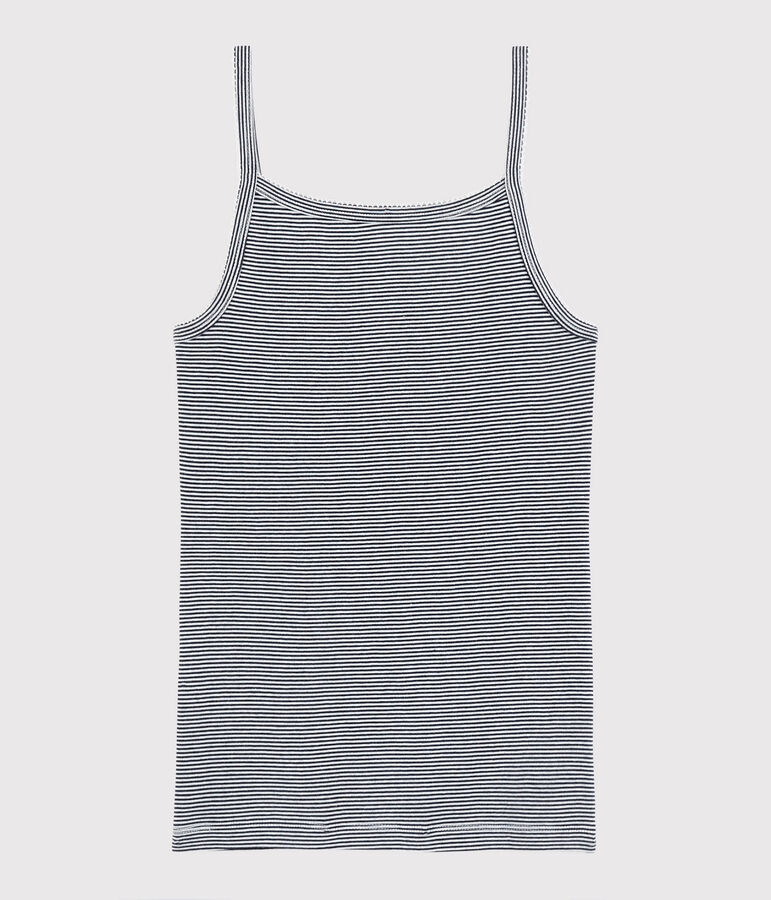 Chemise &agrave; bretelles iconique en coton ray&eacute; Femme bleu/blanc