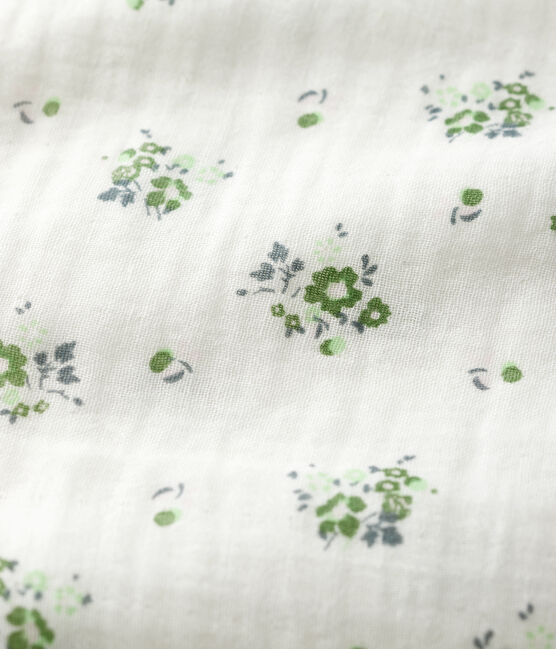 Lange fleurie en gaze de coton bébé blanc MARSHMALLOW/blanc MULTICO