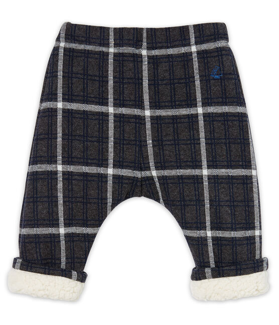 Pantalon bébé garçon à carreaux doublé sherpa noir CITY/blanc MULTICO