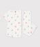 Pyjama enfant en coton manches courtes jambes longues imprim&eacute; blanc/multicouleur