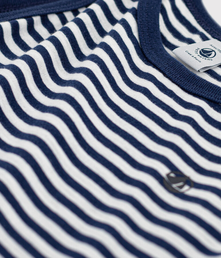 Robe ray&eacute;e sans manches en coton enfant fille bleu MEDIEVAL/blanc MARSHMALLOW