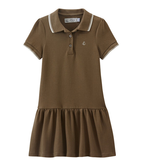 Robe enfant fille à manches courtes marron SHITAKE