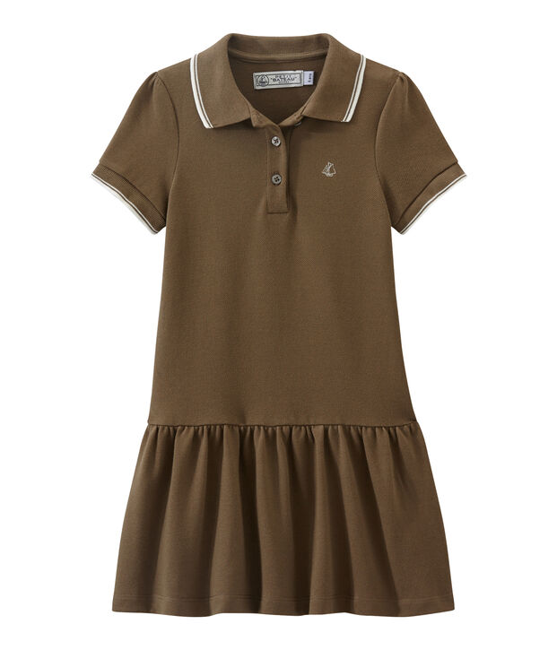 Robe enfant fille &agrave; manches courtes marron