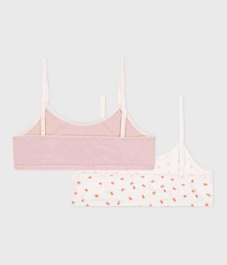 Lot de 2 brassi&egrave;res fleur en coton et &eacute;lasthanne petite fille multicouleur