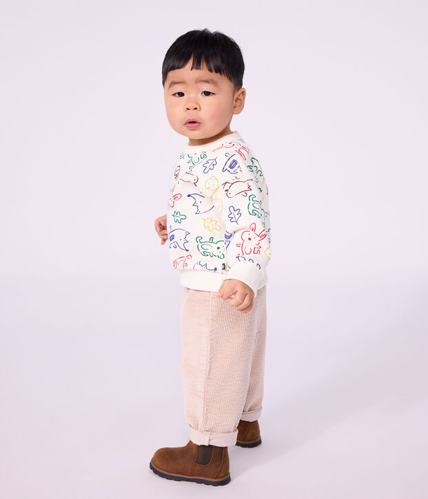 Sweatshirt b&eacute;b&eacute; en coton imprim&eacute; animalier &eacute;cru/multicouleur