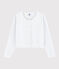 Cardigan en coton enfant fille blanc MARSHMALLOW/gris ARGENT