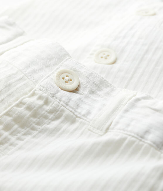Ensemble deux pièces en popeline rayée bébé garçon blanc MARSHMALLOW/blanc MULTICO