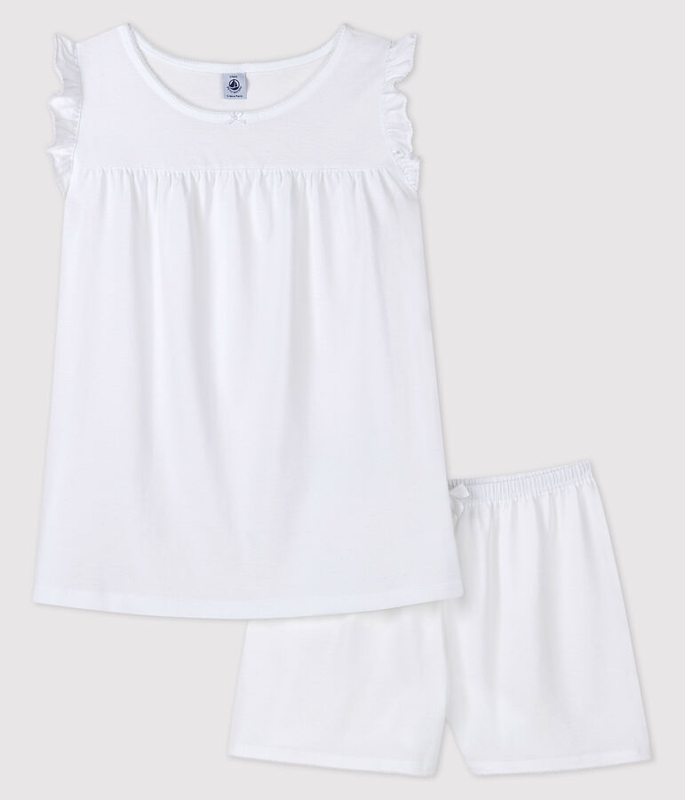 Pyjacourt blanc fille-femme en coton fin blanc ECUME