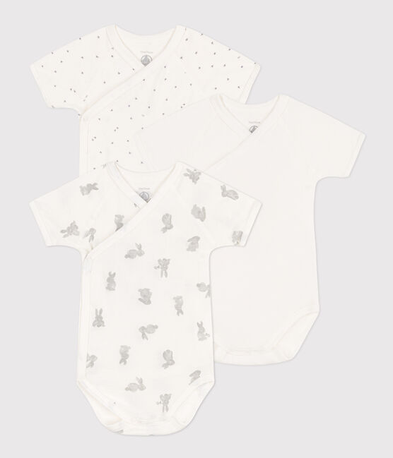 Lot de 3 bodies croisés manches courtes lapins en coton variante 1