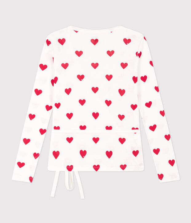 Cache-c&oelig;ur en coton BIO Femme blanc/rouge