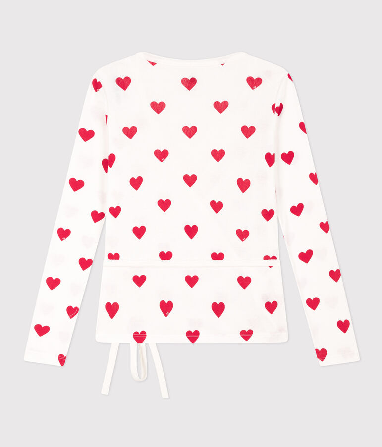 Cache-c&oelig;ur en coton BIO Femme blanc/rouge