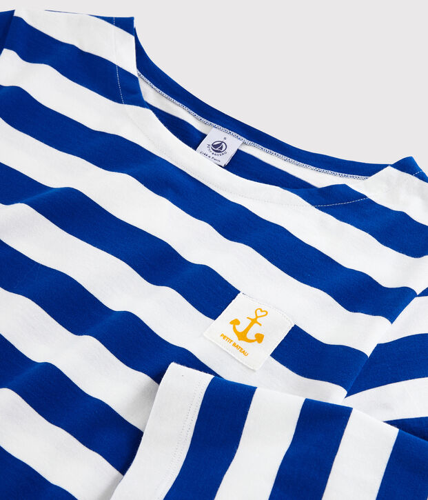 Robe ray&eacute;e manches longues Femme bleu/blanc