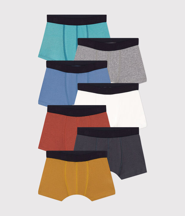 Lot de 7 boxers unis en coton enfant multicouleur
