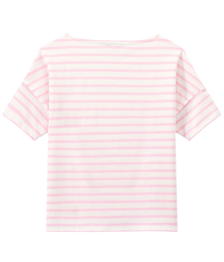 Marini&egrave;re femme manches courtes en jersey blanc/rose