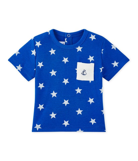 Tee-shirt bébé garçon imprimé bleu PERSE/blanc MARSHMALLOW