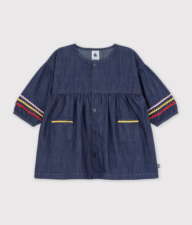 Robe b&eacute;b&eacute; en denim manches longues bleu