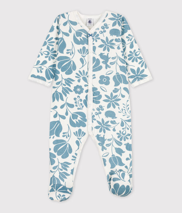 Dors-bien fleur b&eacute;b&eacute; en tubique blanc/bleu