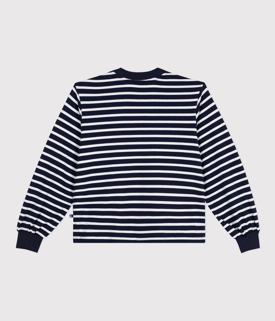 Marinière femme en coton bleu SMOKING/blanc MARSHMALLOW