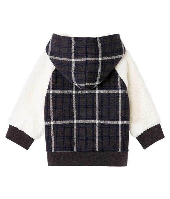 Sweatshirt à capuche bébé garçon en maille à carreaux et sherpa moutonnée noir CITY/blanc MULTICO CN