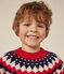 Pull jacquard laine et coton enfant garçon rouge STOP/ MULTICO
