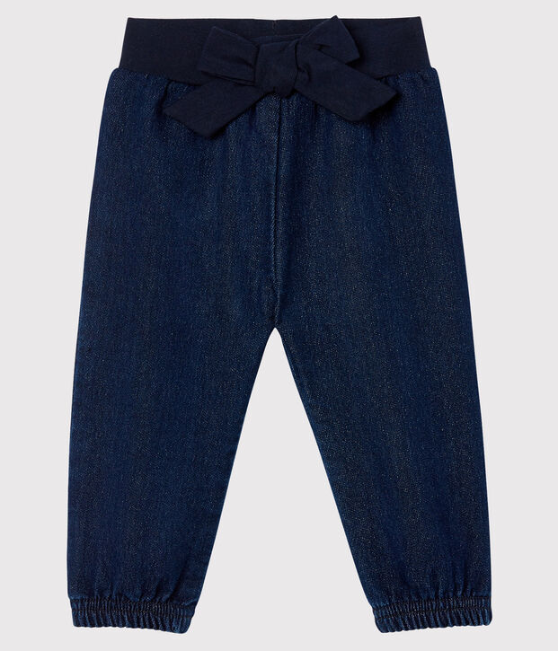 Pantalon maille effet denim b&eacute;b&eacute; fille bleu