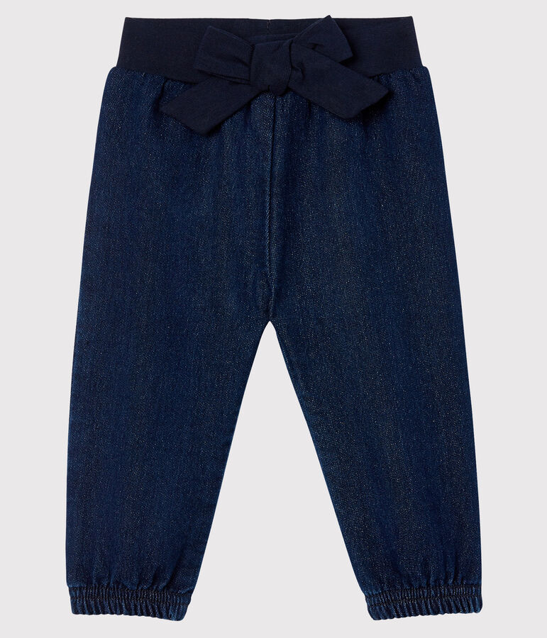 Pantalon maille effet denim b&eacute;b&eacute; fille bleu JEAN