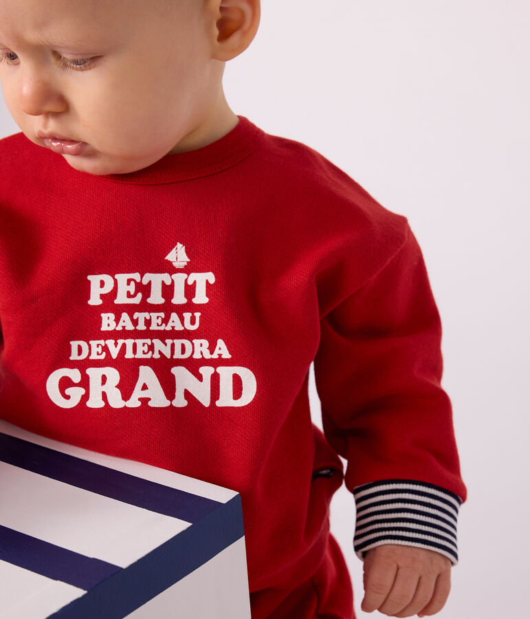 Sweatshirt b&eacute;b&eacute; en coton &agrave; motifs rouge POMPEI