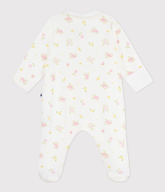 Pyjama bébé en coton à col fleuri blanc MARSHMALLOW/blanc MULTICO
