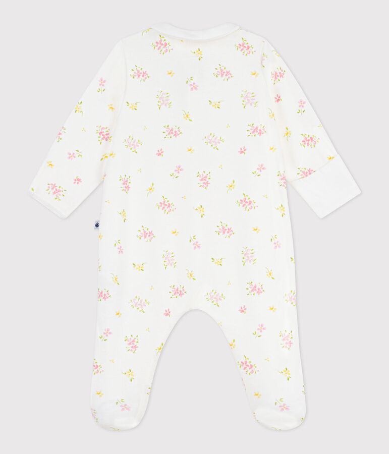 Pyjama b&eacute;b&eacute; en coton &agrave; col fleuri blanc MARSHMALLOW/blanc MULTICO