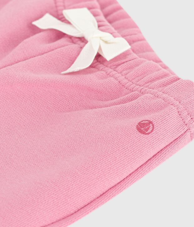 Pantalon b&eacute;b&eacute; en coton uni rose