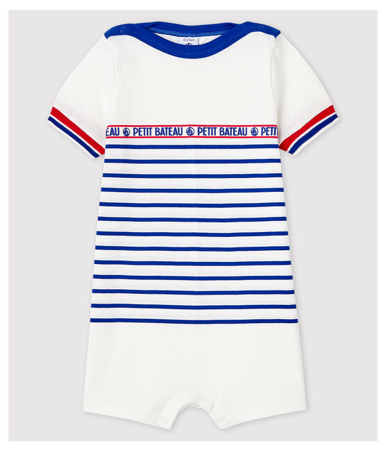 Combinaison Courte En Jersey Raye Bebe Garcon Marshmallow Surf Petit Bateau