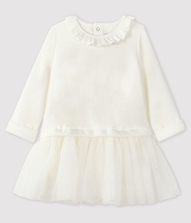 Robe manches longues b&eacute;b&eacute; fille blanc