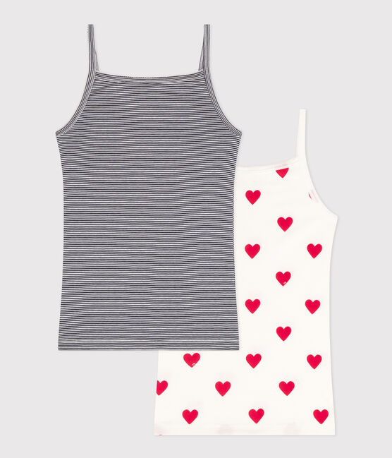 Lot de 2 chemises à bretelles cœur et rayure en coton femme variante 1